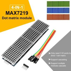 MAX7219 Dot Matrix Module For Arduino Microcontroller 4 In One Display with 5P Line