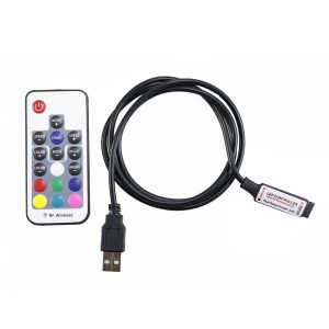 USB RGB LED Controller 17key 12A RF Wireless Mini Remote Controller for RGB 3528 5050 smd Led Strip tape lighting 5-24V