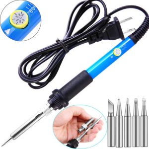 Electric Soldering Iron Kit 60W Adjustable Temperature Welding Soldering Iron with 5pcs Different Tips, 1 Solder Wire 1.0mm Dia. (Soldering Irons)