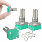 2pc 10K Ohm 6mm Factory B10K 3Pin Single Linear Rotary Potentiometer Knurled Shaft Potentiometers Knob Switch with Nuts Washers