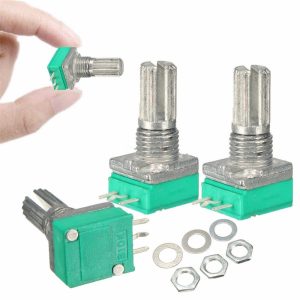 2pc 10K Ohm 6mm Factory B10K 3Pin Single Linear Rotary Potentiometer Knurled Shaft Potentiometers Knob Switch with Nuts Washers