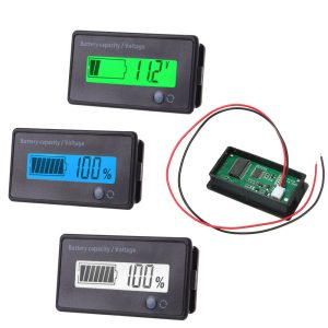 Battery Meter Battery Capacity Voltage Monitor, DC 12/24/36/48/60/72/84V Battery Capacity Voltage Gauge Indicator (1 Button)
