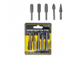 5Pcs Rotary Rasp File Set Steel File 6mm Shank Carving Bit Double Cutter Rotary File Super Hard For Metal Wood Grinding