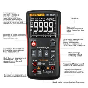 Accreate ANENG Q1 True-RMS Digital Multimeter Button 9999 Counts with Analog Bar Graph XI(Not Including Battery)(FFF2142)
