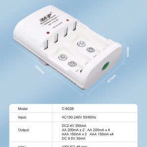 MP 4-Slot Battery Charger for 1.2V AA/AAA 9V Ni-MH/Ni-Cd Rechargeable Batteries EU US UK Wall Charger Quick Charging Durable