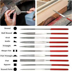 10Pcs Diamond Needle File Set 3x140mm Mini Needle File Kit for Stone Glass Metal Carving Craft Hand Tools Needle File Set