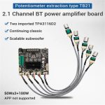 ZK-TB21F TPA3116D2 BT 5.0 Subwoofer Amplifier Board 50WX2+100W 2.1 Channel Power Audio Stereo Amplifier for subwoofer