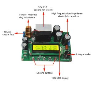 DC-DC Boost Converter 800W 12A Step UP Power Supply Module 10V-65V to 12V-120V Voltage Regulator Solar MPPT Charging LCD1602