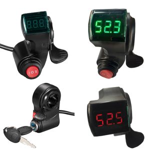 E-Bike Thumb Throttle With LCD Digital Battery Voltage Display 12V-72V Switch Electric Scooter Finger Throttle Multifunction