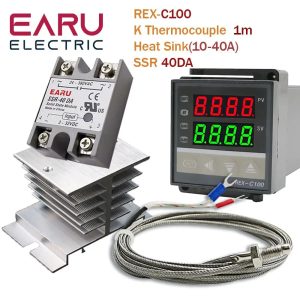 REX-C100 Digital PID Temperature Controller Thermostat SSR output Max.40A SSR Relay K Thermocouple Probe High Quality ( same as pic )