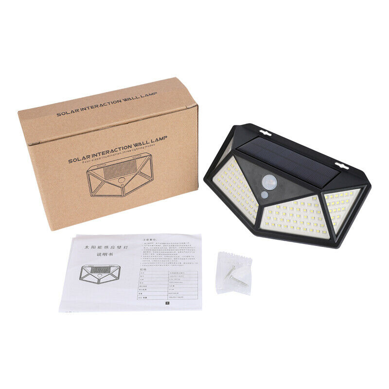 Solar-Power-Interaction-Wall-Light-100-LED-Lamp-Beads-PIR-Motion-Sensor-Light-Control-3-Modes-Waterproof-in-bd Solar Power Interaction Wall Light 100 LED Lamp Beads PIR Motion Sensor + Light Control 3 Modes Waterproof Home Garden Decor - Image 1