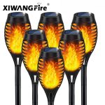 4 pc 12 Led Solar Power Light Simulation Flame Lamps Waterproof Garden Decoration Outdoor Lawn Path Garden Floor Lights for Festive - Image 2