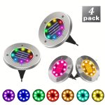 4 pcs Color Changing Solar Ground Lights 8 LED Solar Outdoor Lights Landscape Lighting Lights Pathway Garden Yard Walkway Decor