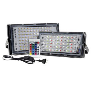 RGB LED Flood Light- Remote Controlled IP66 Waterproof Landscape & Outdoor Lighting (50W, AC220V)