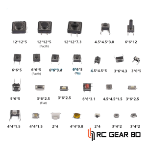 125pcs/lot 25 types small key switches touch button kit component package micro touch switch 4.5x4.5 6x6 12x12