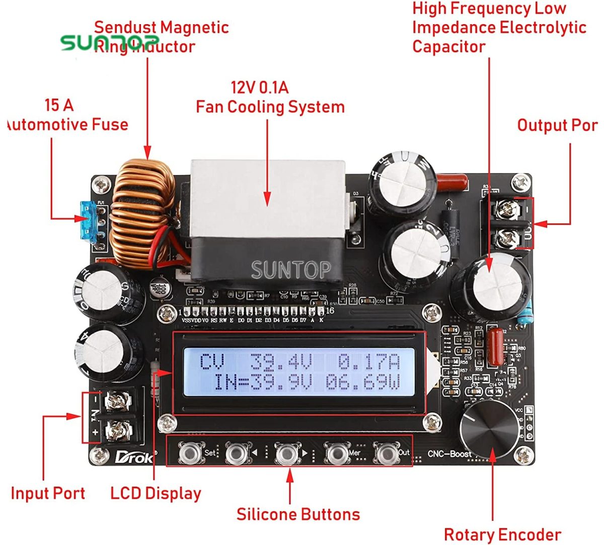DROK DC DC Boost Converter Module10V-65V to 12V-120V Voltage Regulator 12v Regulated Power Supply solar charger controller mppt - Image 2