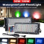 RGB LED Flood Light- Remote Controlled IP66 Waterproof Landscape & Outdoor Lighting (50W, AC220V) - Image 2