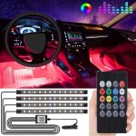 Car LED Interior Lights, 4-in-1 48 LED Remote Controlled Car LED Light Strip with Lighter Adapter - Image 4
