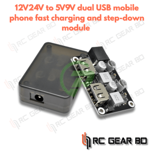 12V 24V to 5V 9V Dual USB Mobile Phone Fast Charging Power Supply Step-down Converter Module with Shell USB QC3.0 QC2.0 Car Char