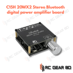 C15H 20WX2 Stereo Bluetooth Digital Power Amplifier Board Module Dual Channel 360 Degree Stepless Tuning Power Amplifier Board