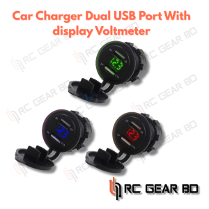 Car Charger Dual USB Port Multifunction LED Digital display Voltmeter Waterproof Mobile Phone Smart Charging Socket Adapter