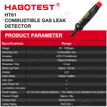HABOTEST HT61 Gas Leak Detector Portable Gas Sniffer to Locate Gas Leaks of Combustible Gas with Audible & Visual Alarm without battery
